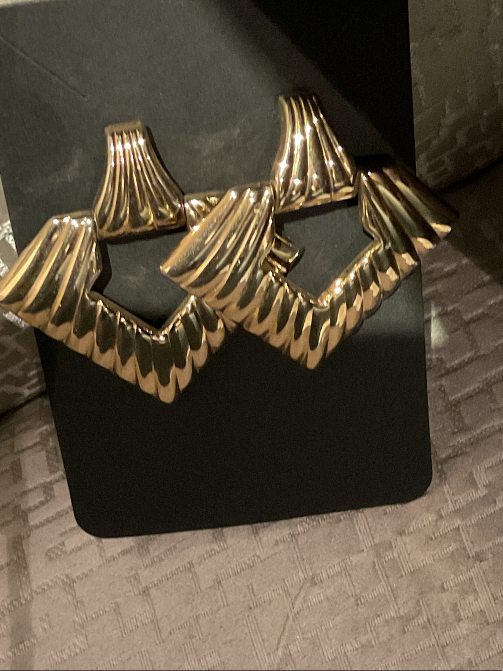Vintage Gold-Tone Sculpted Geometric Earrings